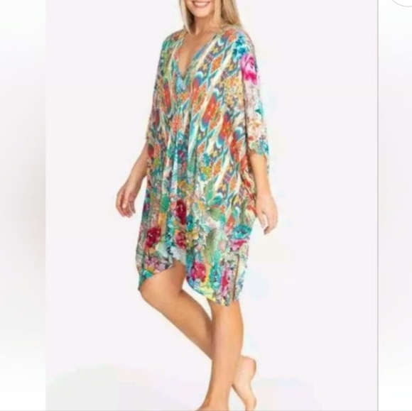 Johnny Was Colorful Floral Swim Cover-Up - Picture 1 of 4